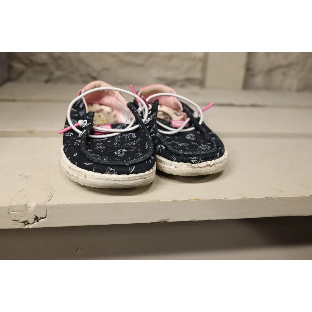 Hey‎ Dude Wendy Toddler Unicorn Black Pink Doodle Slip On Shoes K8 40442-001